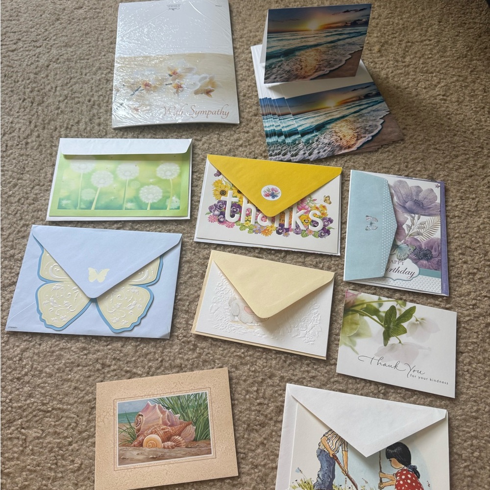 OPEN TO OFFERS!!! Assorted Cards/Envelopes - Floral, Beach, Thanks, Butterflies